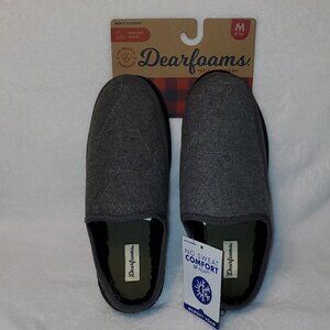 NWT-MEN'S- Dearfoams Slip on Slippers with Memory Foam Insoles Size M (9-10)